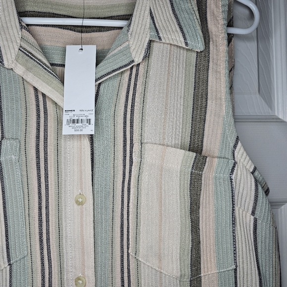 Sonoma Button Down Striped Tank Top Sz xl - Picture 3 of 11